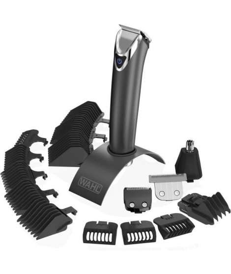 WAHL Tondeuse multifonction Stainless Steel Advanced 09864-016 - Tondeuse Lithium Ion made in EU - 4 tetes de coupe incluses