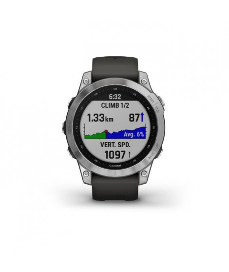 GARMIN Fenix 7 - Montre GPS de sport connectée - Silver avec bracelet gris