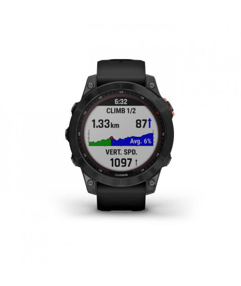 GARMIN Fenix 7 Solar - Montre GPS de sport connectée - Gray avec bracelet noir