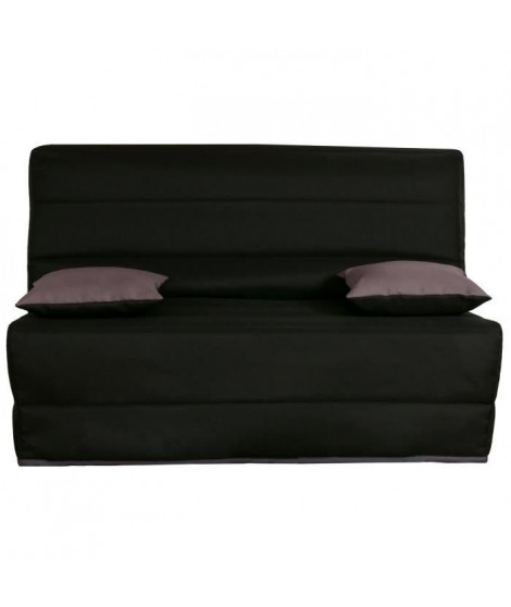 LIOM Banquette BZ 3 places - Tissu noir - Style contemporain - L 142 x P 96 cm