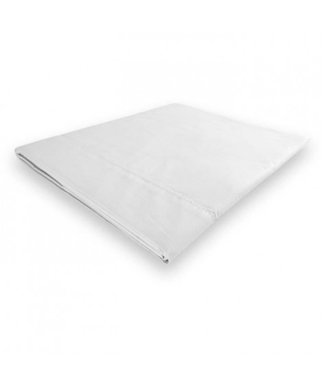 SOLEIL d'OCRE Drap plat Camille - Coton percale - 180 x 290 cm - Blanc