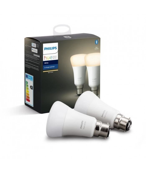 PHILIPS HUE Pack de 2 ampoules White - 9,5 W - B22 - Bluetooth