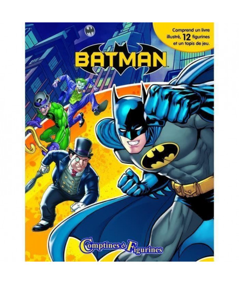 DC BATMAN 12 figurines et un tapis de jeu - Livre cartonné de 10 pages - Editions Phidal