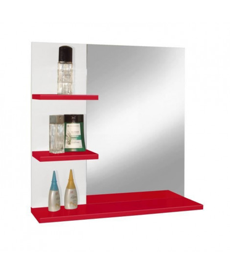 CORAIL Meuble miroir de salle de bain L 60 cm - Rouge brillant