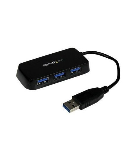 Hub USB 3.0 a 4 ports avec câble intégré - Noir - Mini Hub USB portable - Concentrareur USB3 - ST4300MINU3B