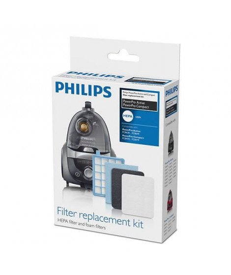 Accessoire aspirateur - PHILIPS FC8058/01 Kit de 3 filtres: 1 de sortie HEPA 10, 1 moteur + 1 en mousse