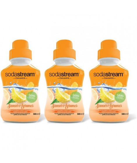 SODASTREAM Concentré saveur Limonade 500 ml + Concentré saveur Agrumes 500 ml + Concentré saveur Orange 500 ml