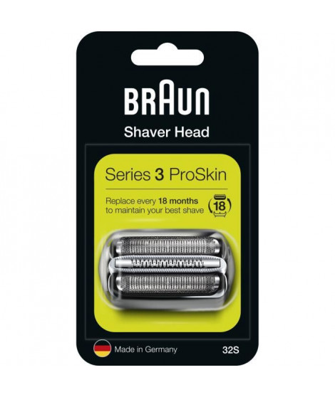 Braun Piece De Rechange 32S Argentée Pour Rasoir - Compatible avec les rasoirs Series 3