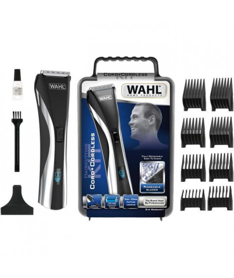 WAHL Tondeuse cheveux/barbe 9600 Hair & Beard LCD 09697-1016 - Tondeuse rechargeable et filaire polyvalente avec indicateur d…