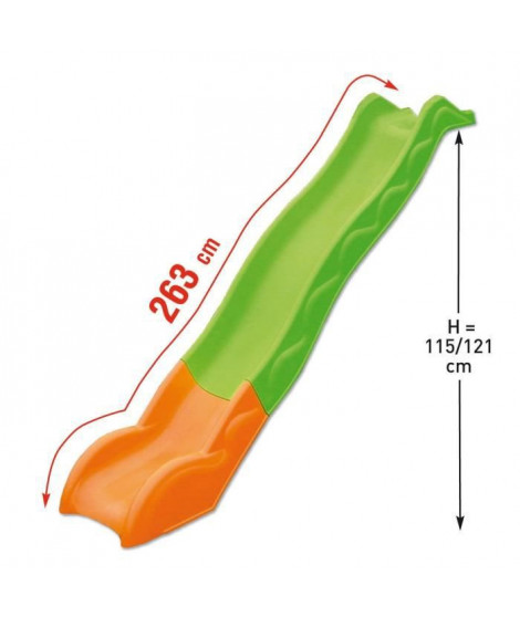 Glissiere de toboggan verte et orange pour portique - 2,63m de glisse TRIGANO