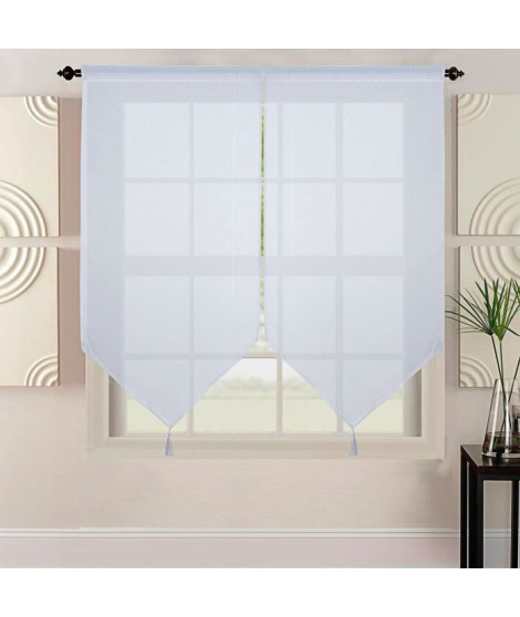 HOMETREND Paire de vitrage grande longueur aspect lin tissé - 60 x 220 cm - Blanc