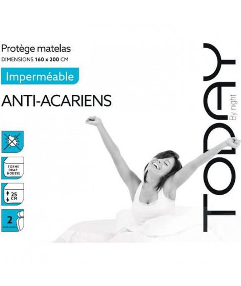 TODAY Protege Matelas / Alese Imperméable Anti-Acariens 160x200cm - 100% Coton