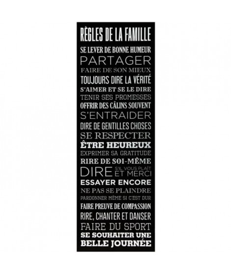 Toile imprimée Regles de la famille - 30 x 90 - Noir