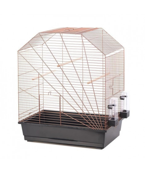 DUVO+ Cage Copper Lexa 54 x 34 x 64,5 cm - 3,5 kg - Noir et cuivre - Pour oiseaux