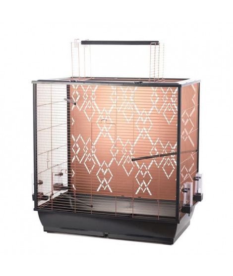 DUVO+ Cage Copper Alix 78 x 48 x 81,5 cm - 9,18 kg - Noir et cuivre - Pour oiseaux