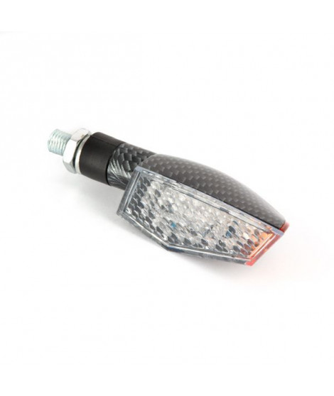 Paire de mini clignotants LED Courbé + Led Latérale  - Look carbone