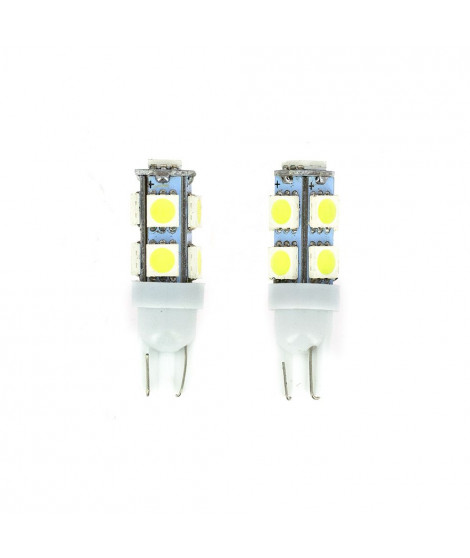 Ampoules Wedge - 9 LEDs - 12V 10W Base T10  W2.1 x9.5D  - Blister de 2 Ampoules