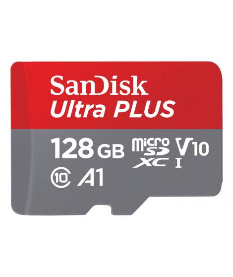 Carte mémoire micro SD Sandisk Carte Ultra PLUS microSDXC 128GB + SD Adapter 150MB/s  A1 Class 10 UHS-I