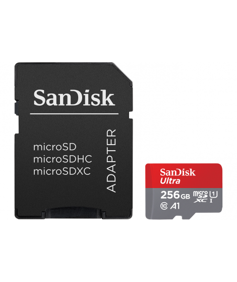 Carte mémoire micro SD Sandisk Carte Ultra microSDXC 256GB + SD Adapter 150MB/s  A1 Class 10 UHS-I
