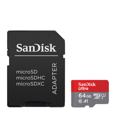 Carte mémoire micro SD Sandisk Carte Ultra microSDXC 64GB + SD Adapter 140MB/s  A1 Class 10 UHS-I