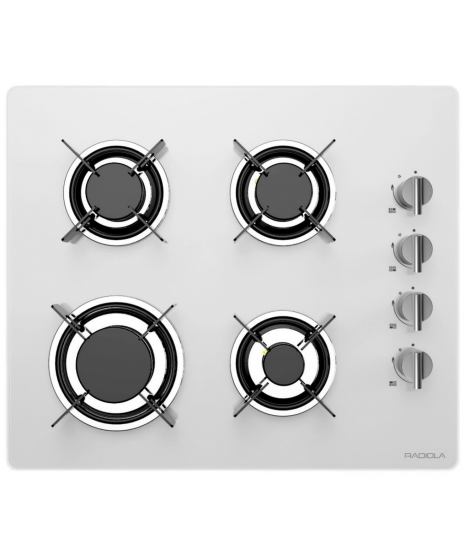 RADIOLA - RATG4B - Plaque de cuisson Gaz - 4 foyers - Largeur (60cm) - Allumage 1 main - Blanc