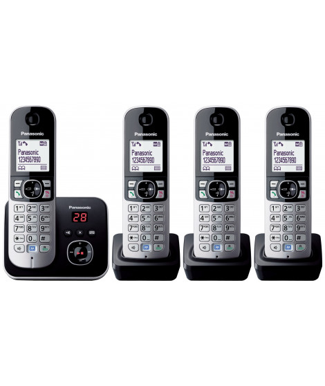 PANASONIC - KXTG6824FRB - Téléphone numérique sans fil - Répondeur - 120 numéros - Affichage Lcd - Gris et noir