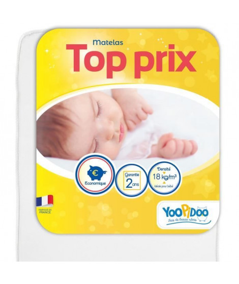 YOOPIDOO Matelas bébé Top prix - Confortable - Fabrication française - 60 x 120 x 10 cm