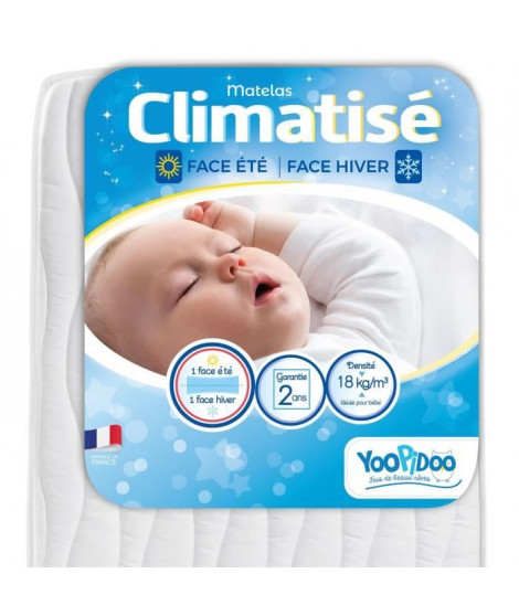 YOOPIDOO Matelas bébé Climatisé - Eté Hiver - Fabrication française - 60 x 120 x 12 cm