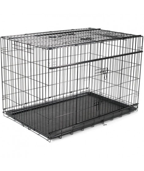 VADIGRAN Cage métallique pliable Premium - 122 x 76 x 84 cm - Noir - Pour chien