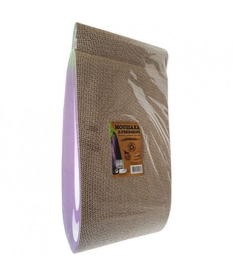 AIME Griffoir Carton - Planche a gratter 100% recyclé, en forme d'aubergine - 40 x 22 x 9 cm - Pour Chat