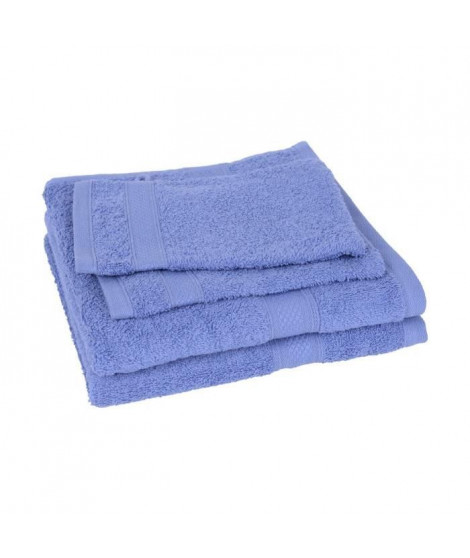 Lot de 2 serviettes + 2 gants ELEGANCE bleu