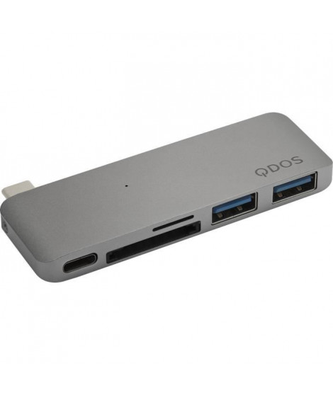 QDOS PowerLink Mini Hub USB-C 5-en-1 - Gris Sideral