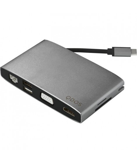 QDOS PowerLink Grand Hub USB-C 8-en-1 - Gris Sideral